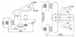 Смеситель для ванны и душа, хром Reno BelBagno REN-VASM-CRM